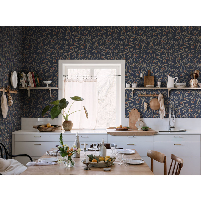 Villa Dalaro 2 Floral Wallpaper Roll, Classic Blue