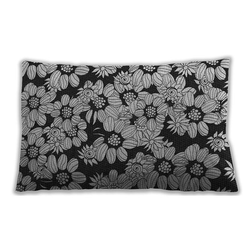 Coussin floral, Bleu clair, Microsuède