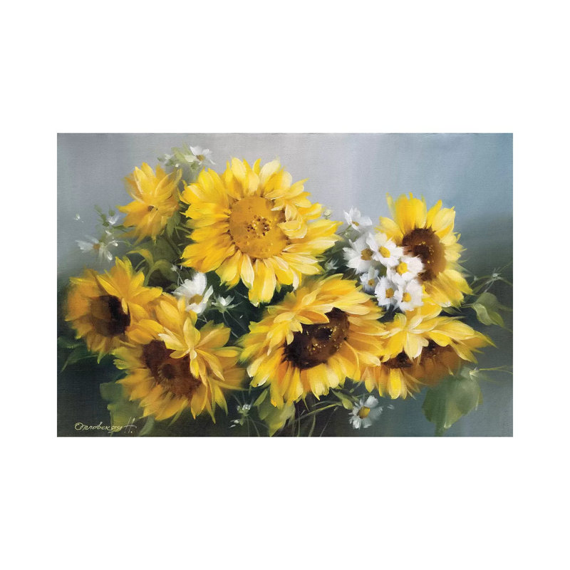 "Tournesols" par Natalia Arlouskaya, reproduction d’art, Toile tendue, Pas de tapis, H 32 po x l 48 po x P 1,5 po
