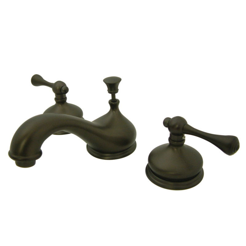 Kingston Brass Vintage Two-Handle 3-Hole Deck Mount Widespread Bathroom Faucet with Brass Pop-Up Drain, Oil Rubbed Bronze