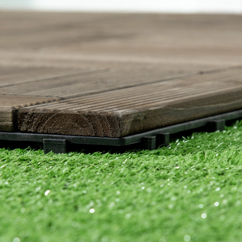 27 tuiles de terrasse emboîtables en bois 12 "x 12" pour balcon de patio 27 pièces