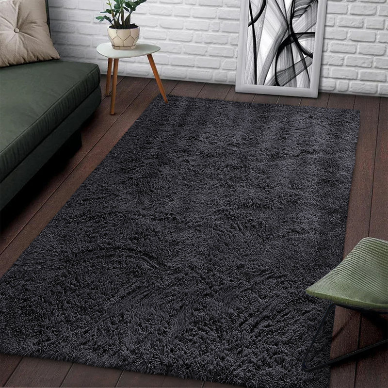 Tapis à poils longs 3 x 5 pelucheux - ultra doux, ne perd pas ses poils, lavable à la machine et confortable