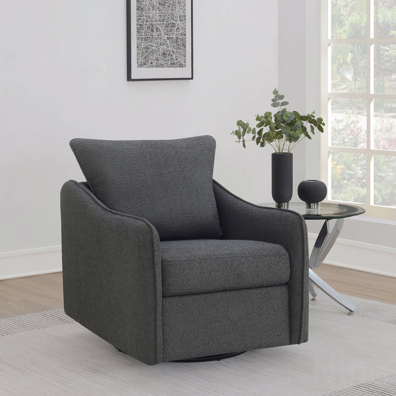 Fauteuil d'appoint pivotant rembourré en tissu, Gris