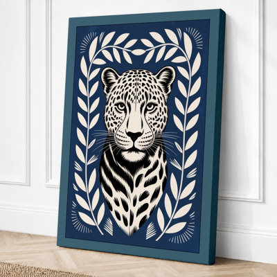 Leopard In Botanical Frame Art Deco - Print