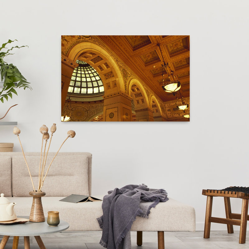 Interiors of Tiffany Dome Chicago Cultural Center Chicago Cook County Illinois USA 1 Piece Wrapped Canvas Wall Art