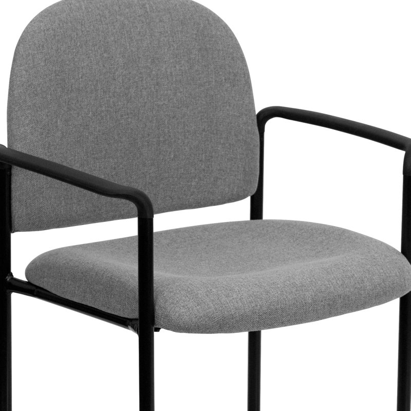 Gray Fabric Stackable Steel Side Reception Chair with Arms