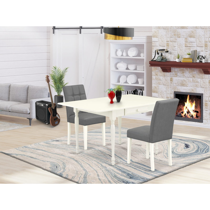 Ensemble de salle à manger rectangulaire L 54 po x l 36 po Cintia, Blanc lin, Gris platine, 5 Pieces: 1 Table,4 Chair