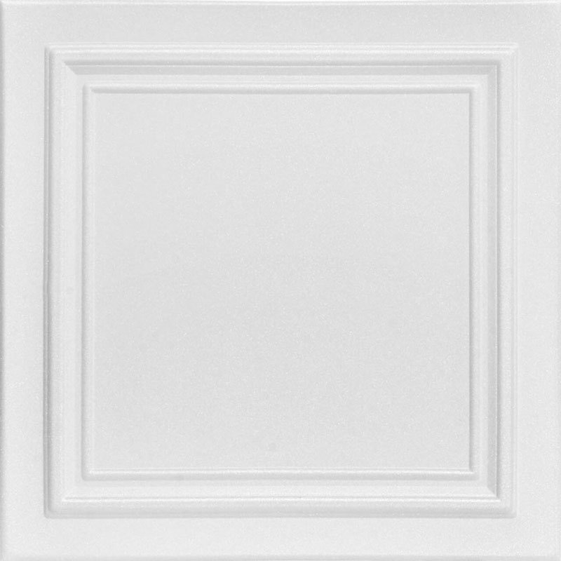 Carreau de plafond en polystyrène à collage 1,6 pi x 1,6 pi Line Art, Blanc uni