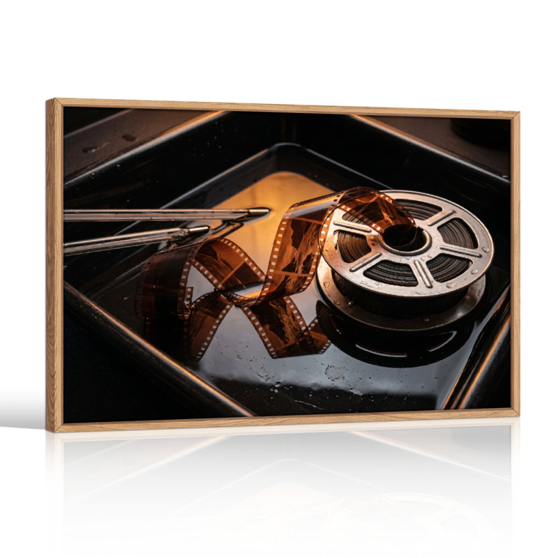 Ensemble de 1 toile murale en forme de bobine de film, 28"H x 40"W, Natural