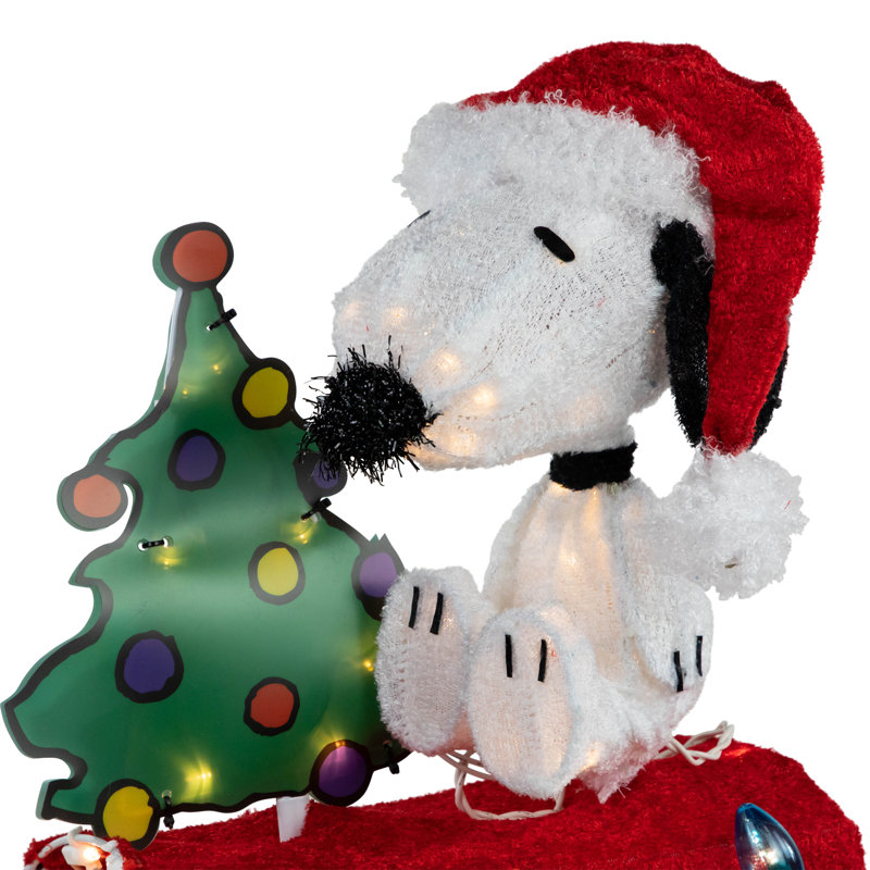 LED Lighted Peanuts Snoopy On Mailbox Outdoor Christmas Decoration - 32" - Clear Lights