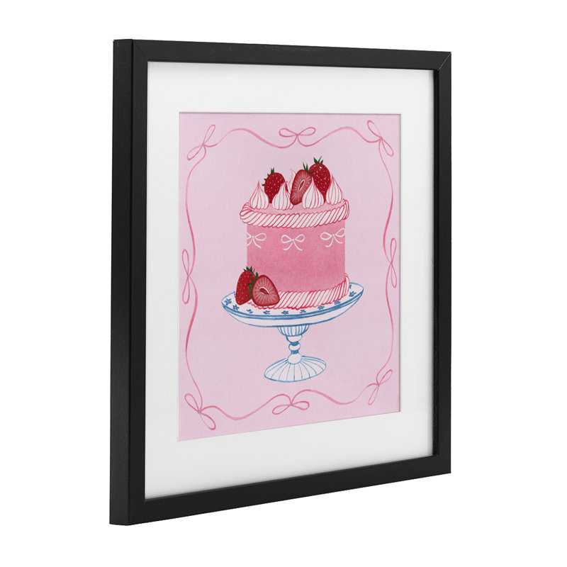«Pink Strawberry Cake», impression par Grace Popp, H 16 po x l 16 po, Cadre noir minuit