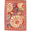 Suzani Wool Floral Area Rug in Red/Ivory/Navy Blue-907708230