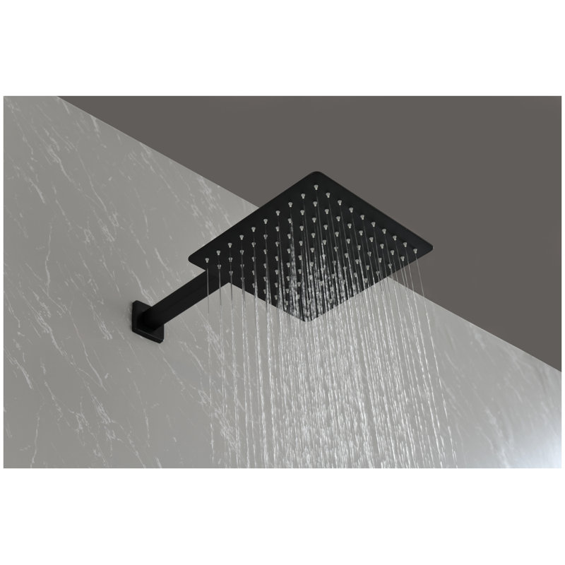 Ensemble de robinet de douche noir mat avec pomme de douche à effet de pluie de 10 pouces et pulvérisateur à main - Système de douche de luxe en laiton avec valve brute incluse