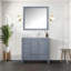 Meuble-lavabo décalé avec plateau en marbre de Carrare et miroirs-780369119