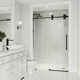 Elan 64-68" W x 74" H Sliding Frameless Shower Door with 3/8" Clear Glass