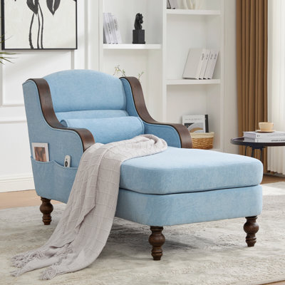 Oversized Chaise Lounge Indoor,Fabric Single Sofa Bed With Wide Seat,Upholstered Lazy Sleeper Armchair,Reading Couch Set