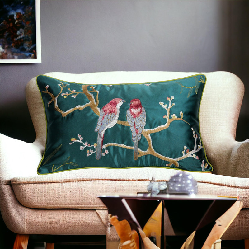  Housse de coussin en soie Bird