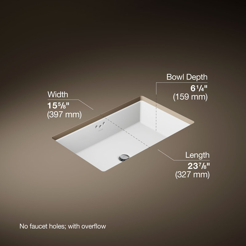 Kathryn® Vitreous China Rectangular Undermount Bathroom Sink with Overflow, White