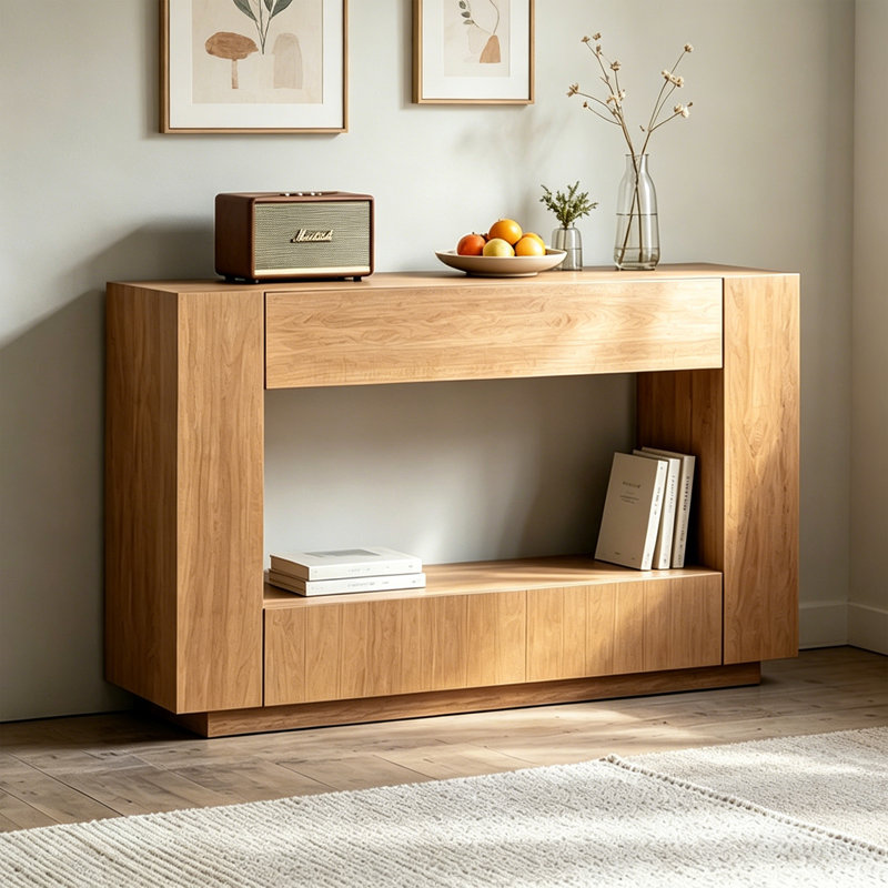 Solid Pine Open Frame Console Table, 31.5" H x 55.12" W x 11.81" D, Natural Wood, Natural Wood, Natural Wood