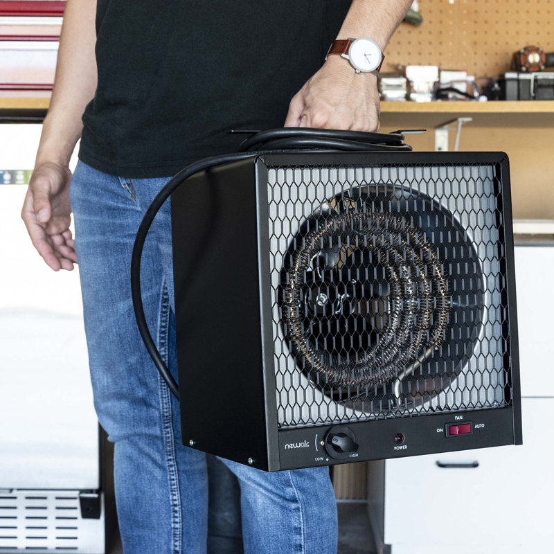 Portable Black Stainless Steel Electric Garage Heater with Thermostat