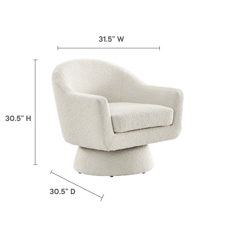 Modway Astral Boucle Fabric Swivel Chair, Ivory Polyester Blend