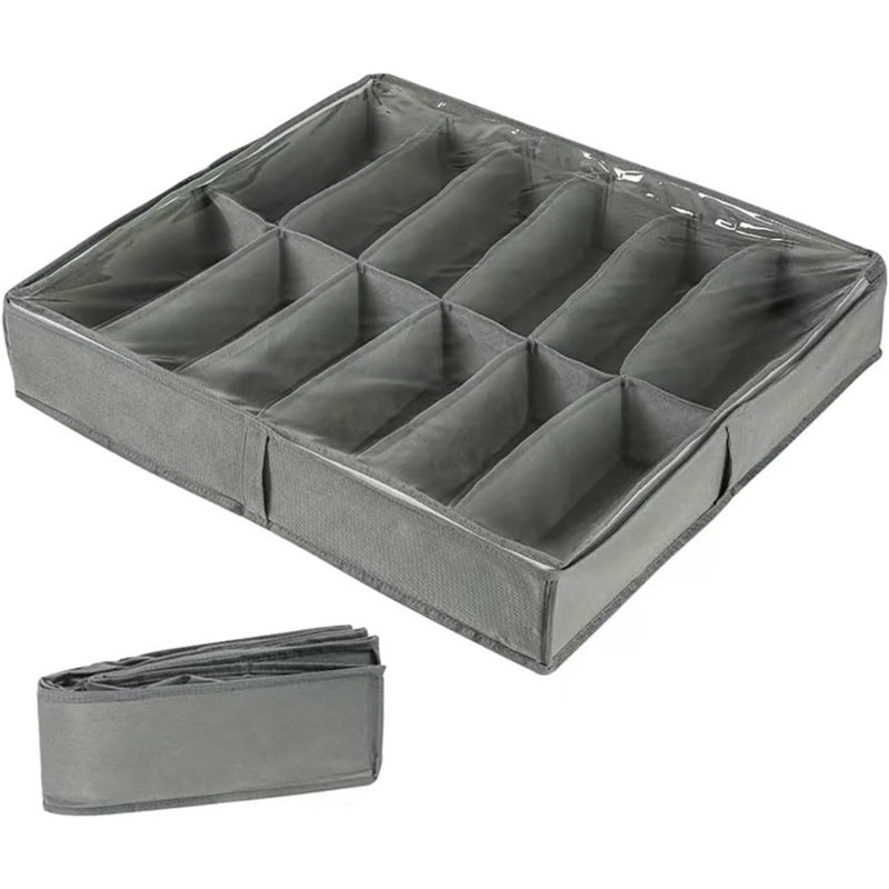 Under Bed Shoe Storage Organiser, Folding Under Bed Shoe Box With Transparent Lid Fits 12 Pairs Total - Underbed Storage Solution (1 Pcs)