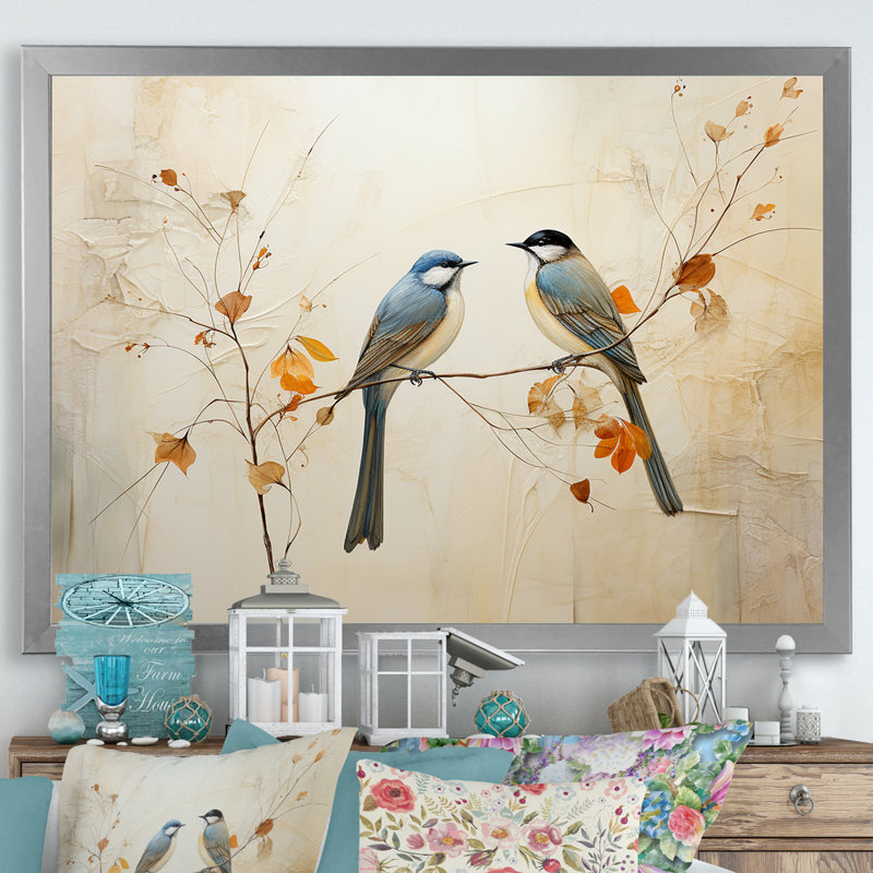 Oiseaux du paradis et fleurs simplicité IV, Argent, H 16 po x l 32 po x P 1 po