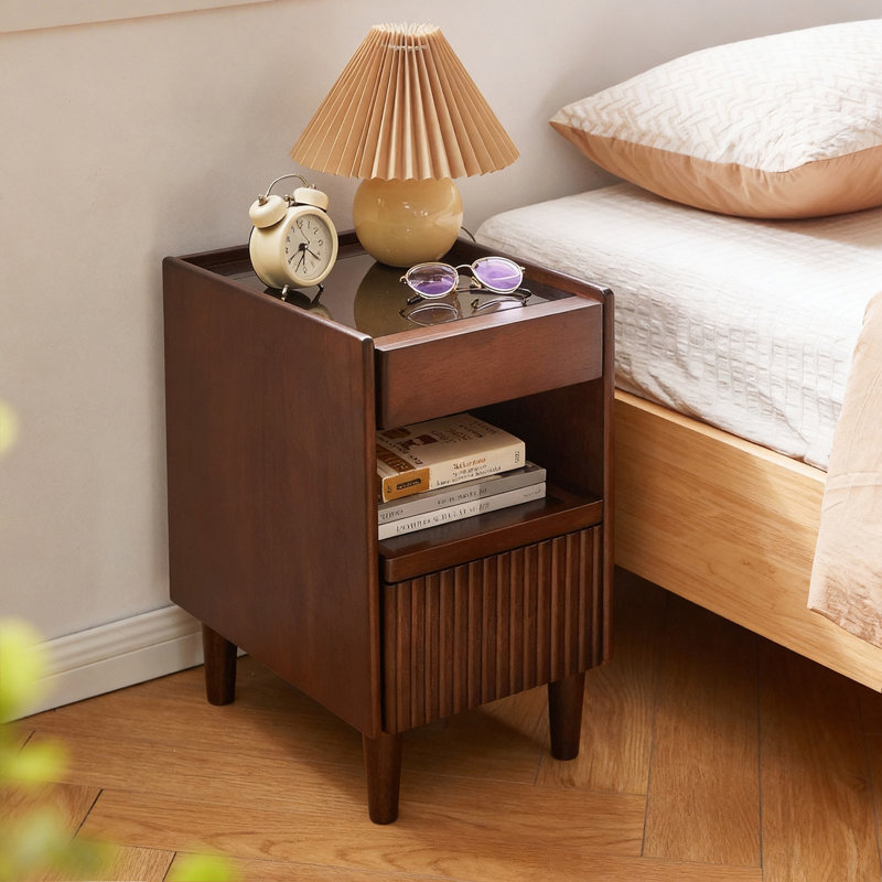 Table de chevet en bois avec tablettes ouvertes à 1 tiroir, petite commode de bureau avec rangement pour tables d'appoint en bois, support de lampe, table de chevet, meuble de salon