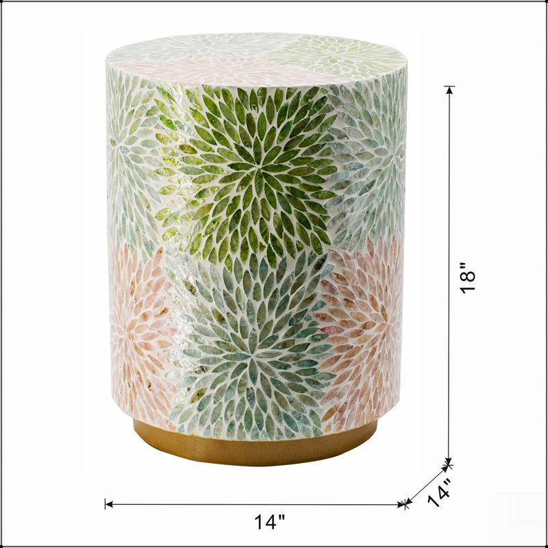 Tabouret cylindrique de jardin Capiz, table d'appoint d'appoint
