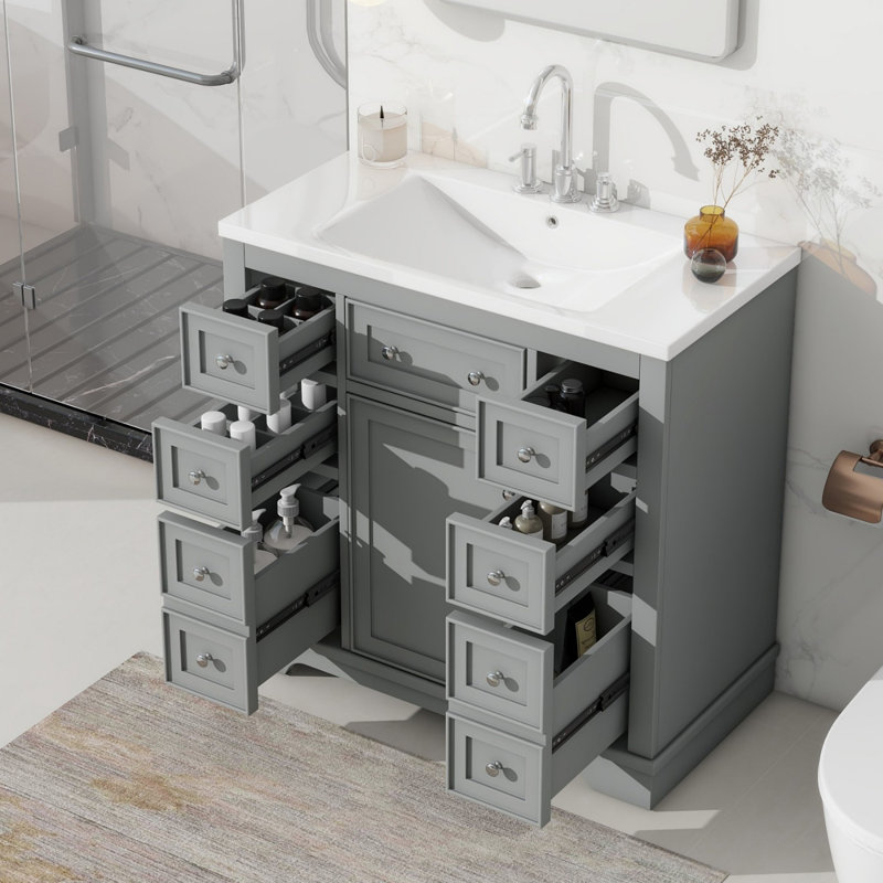 Meuble-lavabo 36 po avec lavabo, Gris