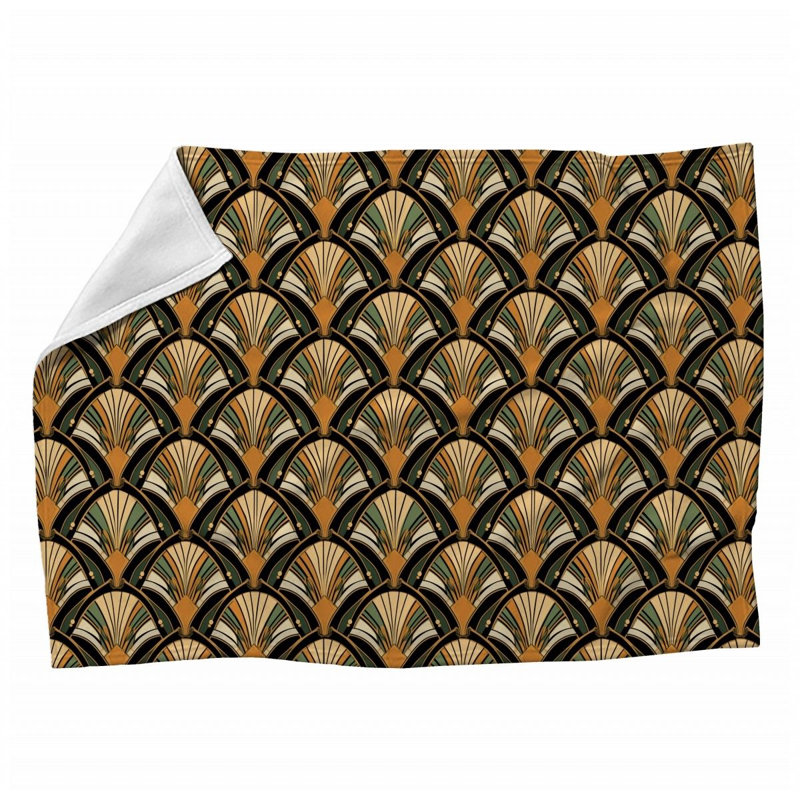 Machine Printed Throw Blanket, 60" L x 50" W, Geometric, Multicolor Dark Blue