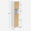 Armoire de rangement pour salle de bain haute avec portes en bambou - naturel / blanc