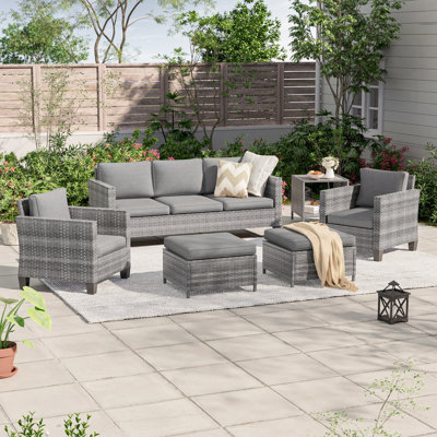 Tostvale Wicker 5 - Person Patio Conversation Set with Cushions