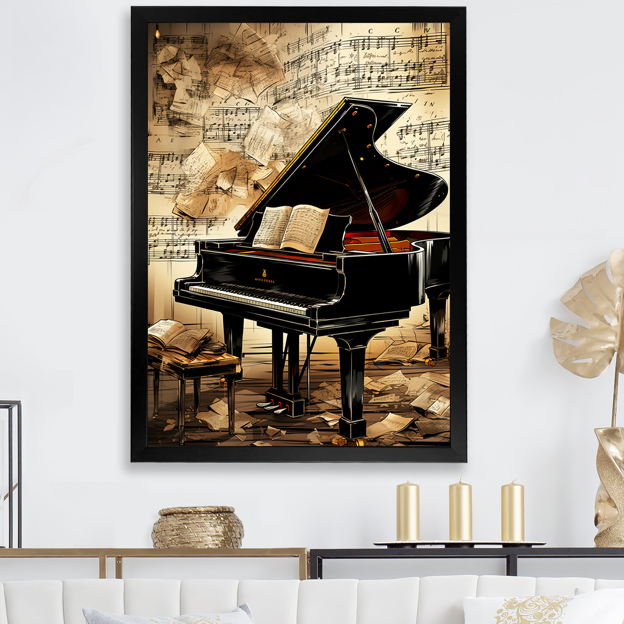 Lark Manor™ Classical Black Piano Sonata I - Piano Wall Art | Wayfair