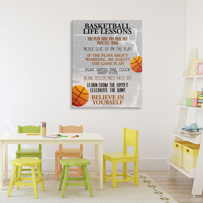 «Basketball Life Lessons», conception de Kim Allen, H 40 po x l 30 po