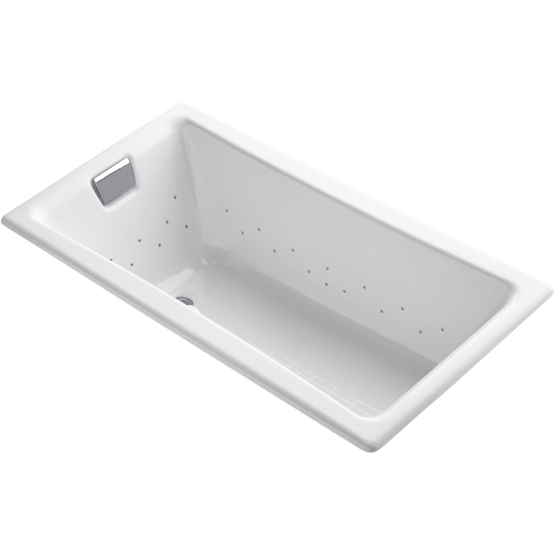 Tea-for-Two 60" x 32" Drop In Whirlpool Porcelain Enameled Cast Iron Bathtub with Heater Kohler 