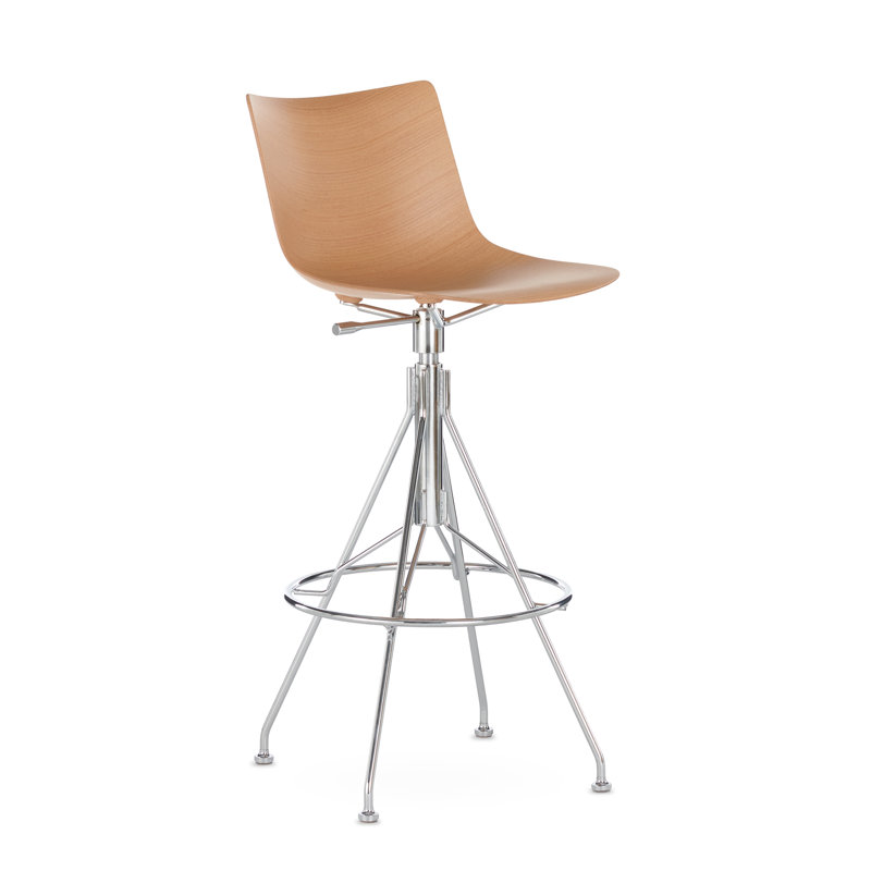 Tabouret C.Koya, Bois clair, Chrome chrome