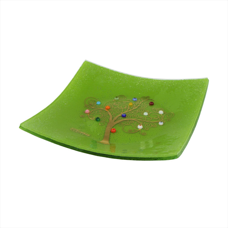 Clinkscales Glass Decorative Plate 1, 2cm H x 38cm W x 38cm D, Green