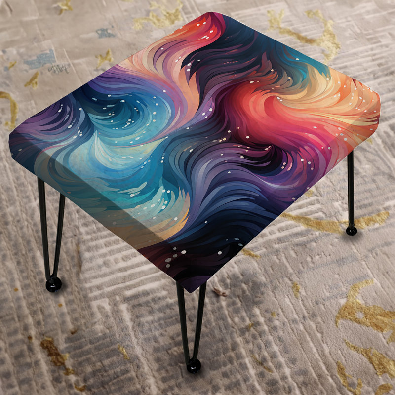 Blue And Purple Celestial Dreams Chevron Pattern - Paisley Rectangle Ottoman
