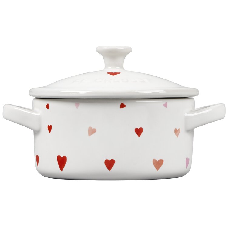 Le Creuset L'Amour 2.75 Qt. Enameled Cast Iron Soup Pot with Gold Knob &  Heart Applique | White