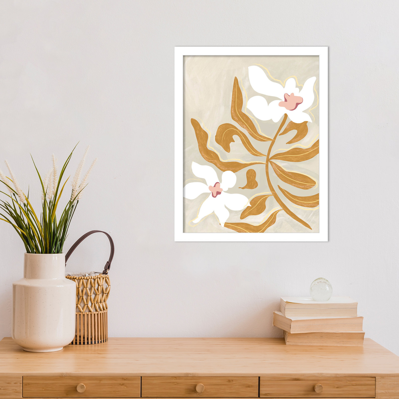 Pattison "Flower Flower Flower" Print, White, 17" H x 14" W