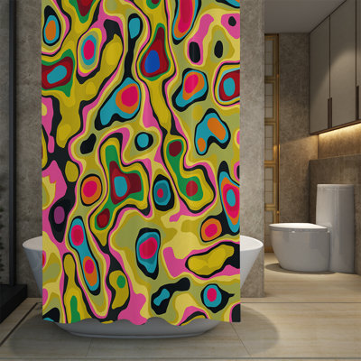 Rideau de douche simple abstrait Bintliff