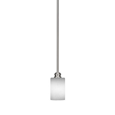 Edge Stem Hung Mini Pendant In Brushed Nickel Finish With 4" White Muslin Glass
