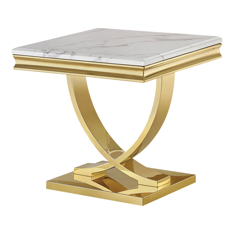 Table de bout en pierre frittée Hedberg, White