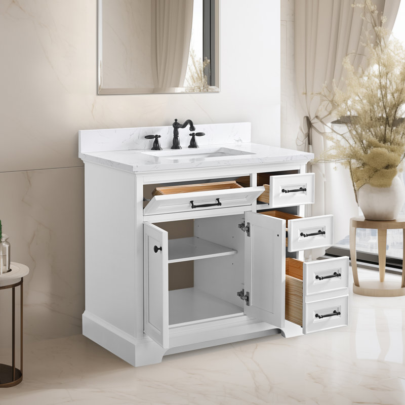 Ensemble de meuble-lavabo simple 36 po Aanayah, Blanc