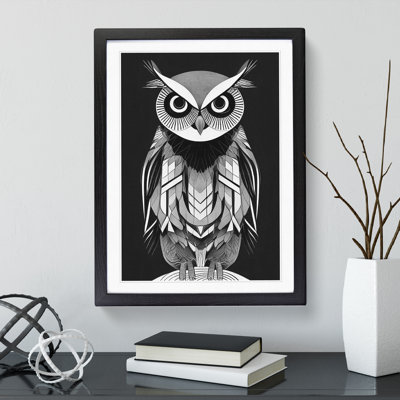 Owl Art Monochrome No.4 - Single Picture Frame Print