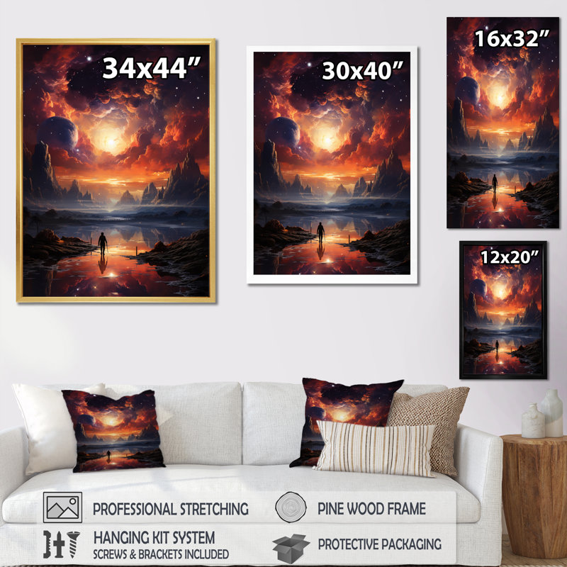 Merveille universelle orange et noire sur toile, Toile tendue, H 32 po x l 24 po x P 1 po