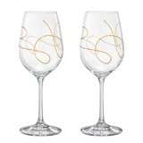 Wine Glasses with String Gold Design, Set of 2 , Lead Free Crystal , Made in Europe