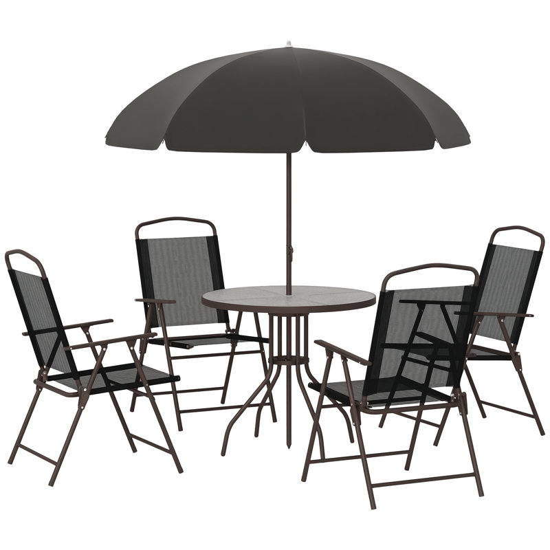 Steel Patio Dining Set Table,, Black