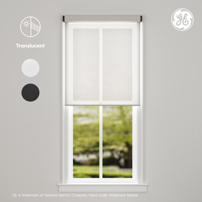 GE Smart Shade, Motorized Window Blind with Matter & Remote Control, Black Hardware, Translucent White Fabric, Quiet Operation, 30” Width, Adjustable Length, 1 Shade
